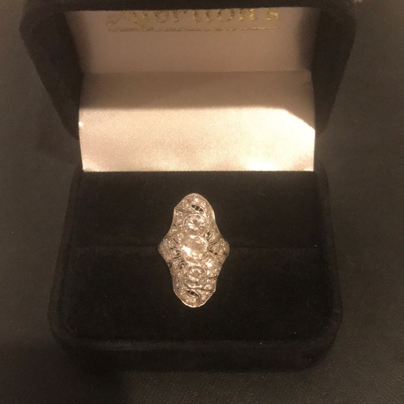 💥HP💥ANTIQUE PLATINUM DIAMOND RING EDWARDIAN - Picture 4 of 8